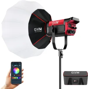 GVM 300W Photo Lighting RGB Video Light with Bowens Holder Lantern Softbox and Stand CRI 97  CCT 2000K~10000K 6 Lighting Scenarios Application Program Controlled Studio Photo Lights