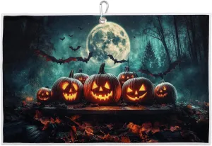 Halloween Pumpkins Golf Towel with Heavy Duty Carabiner Clip Quick Dry Ultra Absorbent Club Ball Cleaning Towel Golf Accessories for Men Women