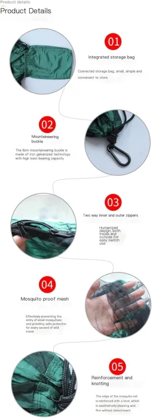 Hammock Tent Heavy Duty Portable Camping Hammock with net Travel Backpacking Hiking Outdoor