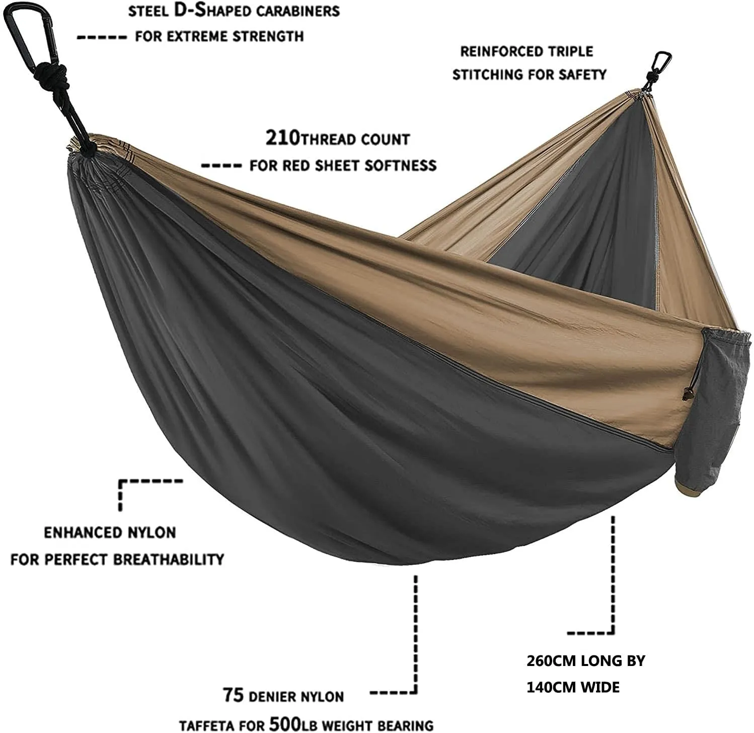 Hammocks Parachute Hammock with Hammock Straps and Black Carabiner Camping Survival Travel Outdoor Beach Hiking Gear Backpacking Hammock Outdoor Hammock