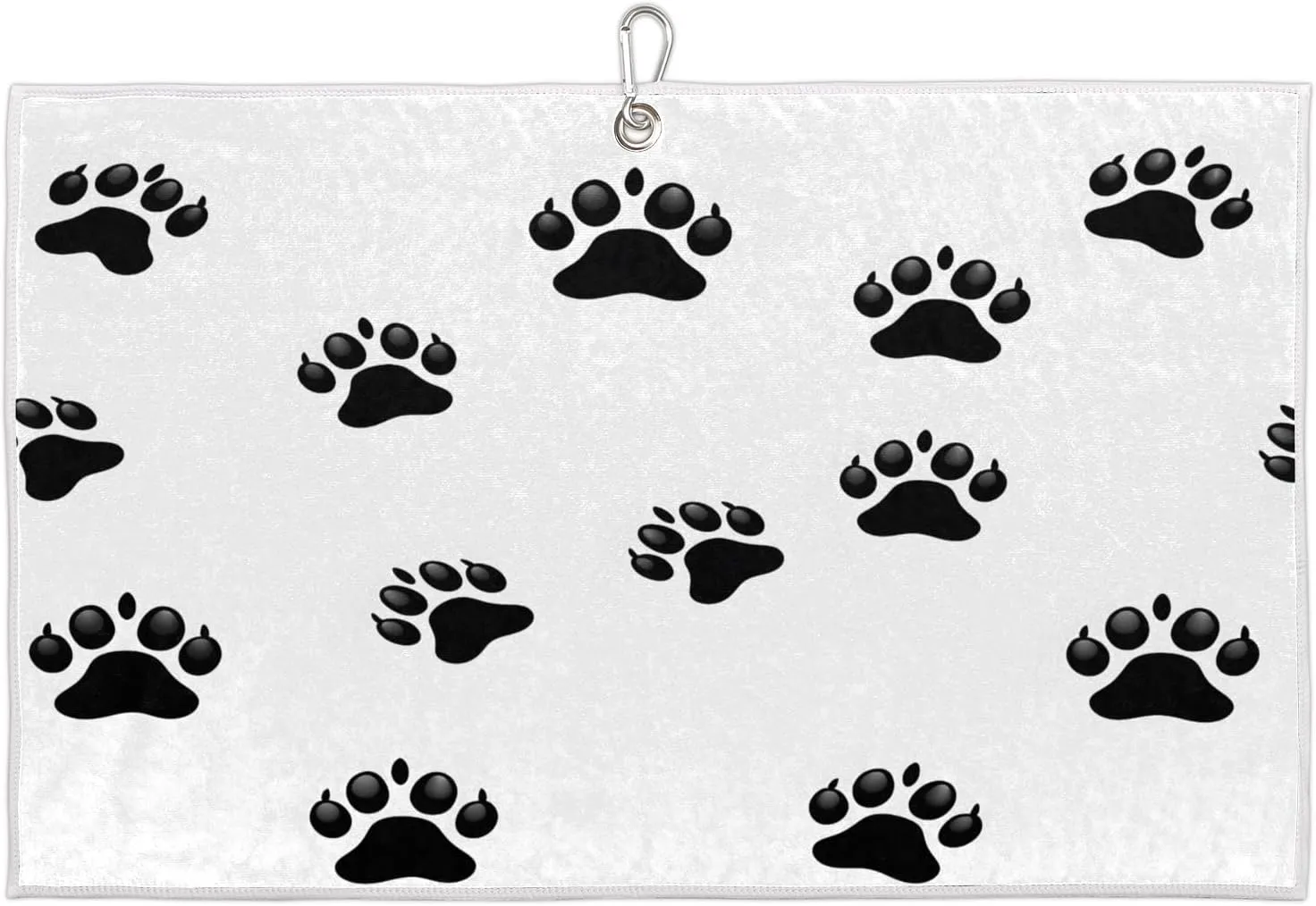 Hand Drawn Paw Print Golf Towel with Heavy Duty Carabiner Clip Quick Dry Ultra Absorbent Club Ball Cleaning Towel Golf Accessories for Men Women