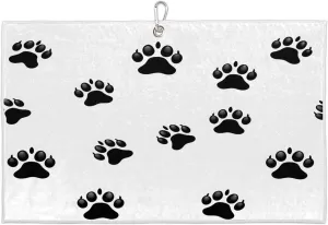 Hand Drawn Paw Print Golf Towel with Heavy Duty Carabiner Clip Quick Dry Ultra Absorbent Club Ball Cleaning Towel Golf Accessories for Men Women