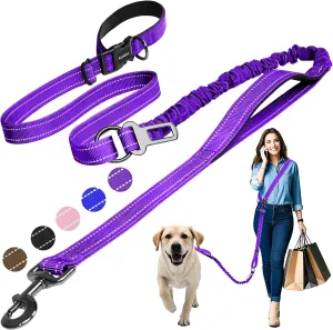 ​Hands Free Dog Leash for Large Dogs ​Adjustable 6 to 9 Feet ​Heavy Duty with ​No Pull Bungee & ​Reflective Ideal for ​Running, ​Jogging, ​Leash ​Carabiner for Ultimate Convenience Purple