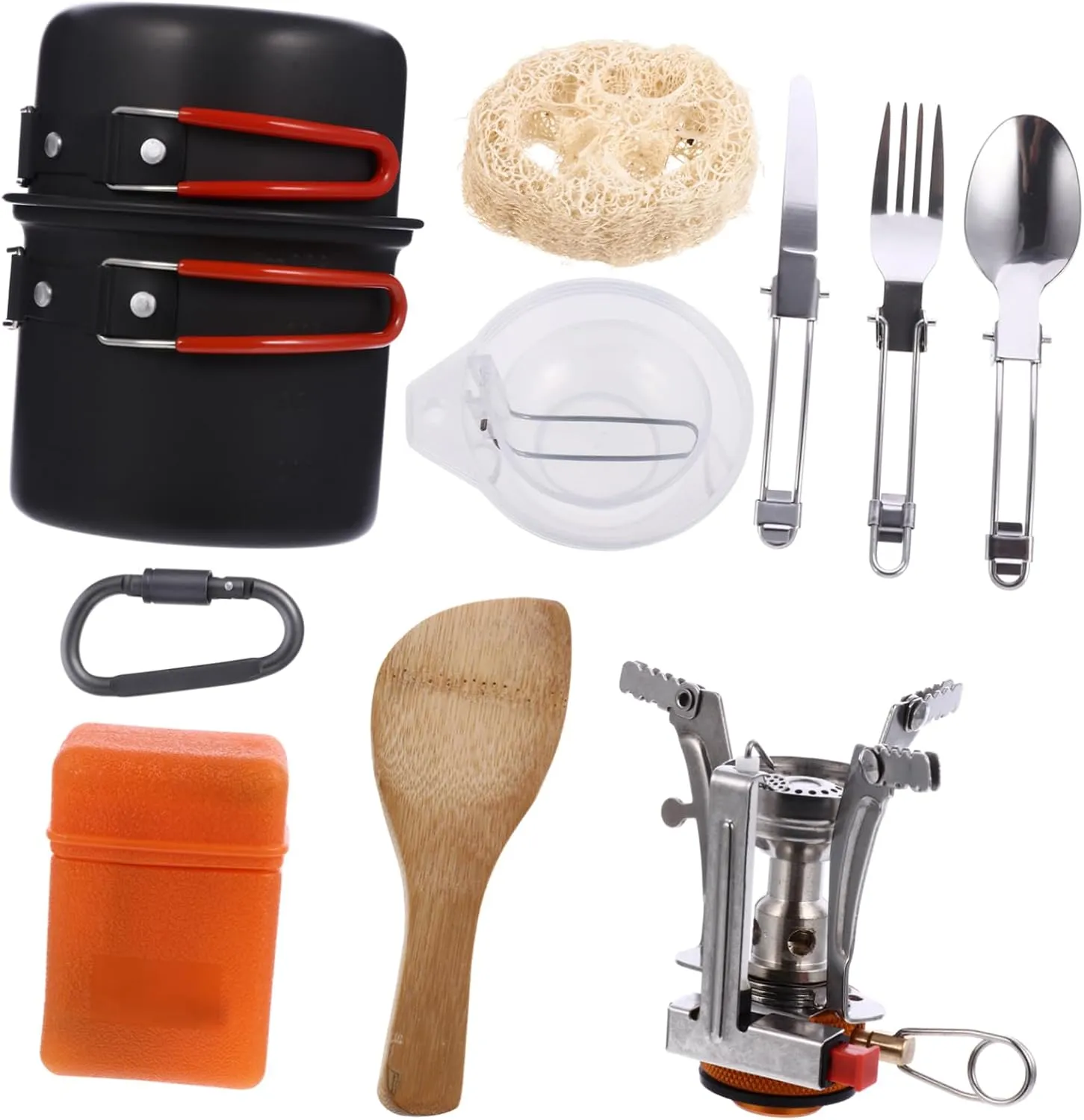 Happyyami 1 Set Portable Cooking Kit Lightweight Multi Function Utensils for Camping Hiking and Picnics Easy to Clean Includes Kettle and Bowl