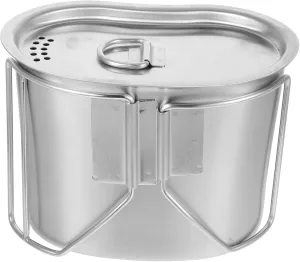 Happyyami 1pc Stainless Steel Outdoor Portable Pot Camping Cookware Collapsible Water Cup