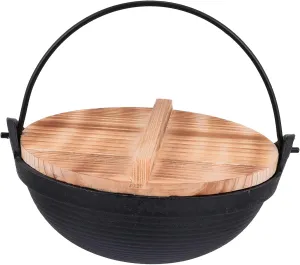 Happyyami Single Cast Camping Cooking Pot Lid Hanging Cookware Non-stick Easy to Clean for Outdoor