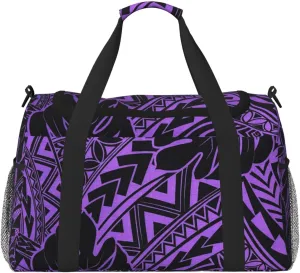 Hawaiian Polynesian Teal Tribal Travel Duffel Bag Men'S Womans Gym Bag For Travel Gym Weekend Item Bag