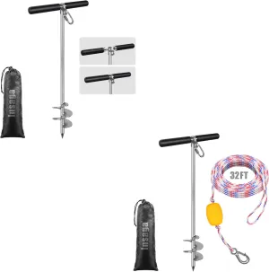 Heavy-Duty 36’’ Stainless Steel Boat & Sand Anchor Set – Fully Welded Shallow Water Anchor   Screw-in PWC Anchor with Crossbar & 32ft Rope for Jet Skis, Kayaks, Pontoon & Beach Stability