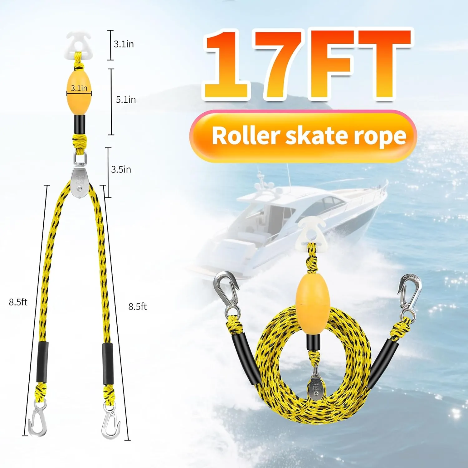 Heavy Duty Floating Tow Rope with Float Ball - Premium Watersports Towable Tubes for Boating, Water Skis, and Wakeboards