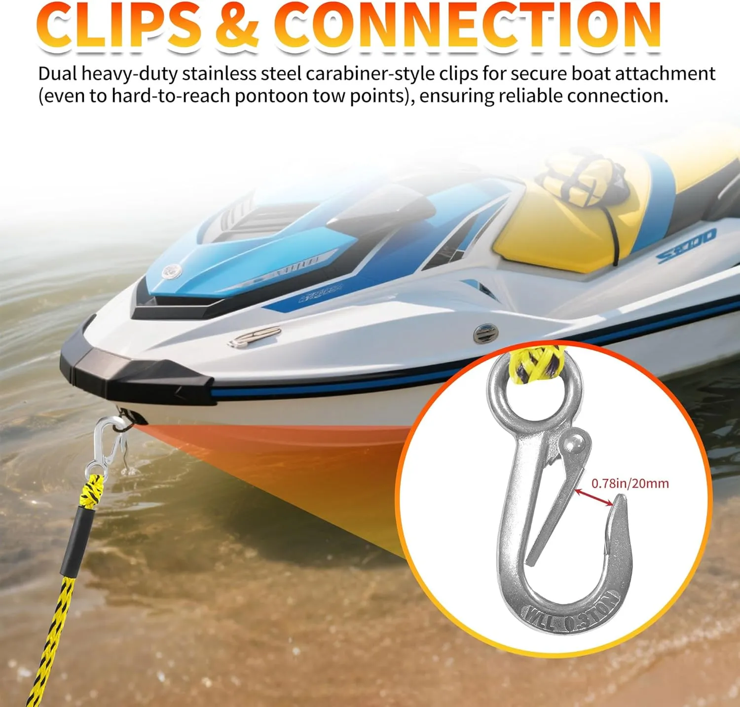 Heavy Duty Floating Tow Rope with Float Ball - Premium Watersports Towable Tubes for Boating, Water Skis, and Wakeboards