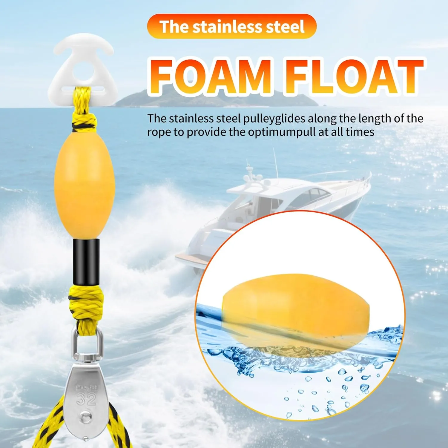 Heavy Duty Floating Tow Rope with Float Ball - Premium Watersports Towable Tubes for Boating, Water Skis, and Wakeboards