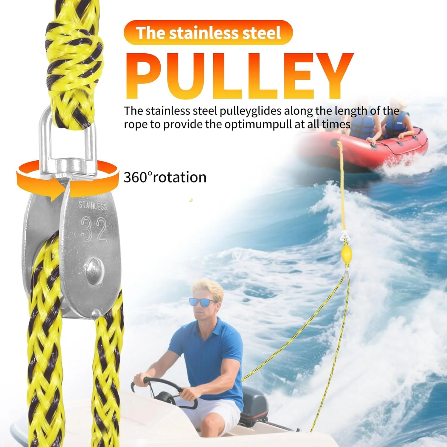 Heavy Duty Floating Tow Rope with Float Ball - Premium Watersports Towable Tubes for Boating, Water Skis, and Wakeboards