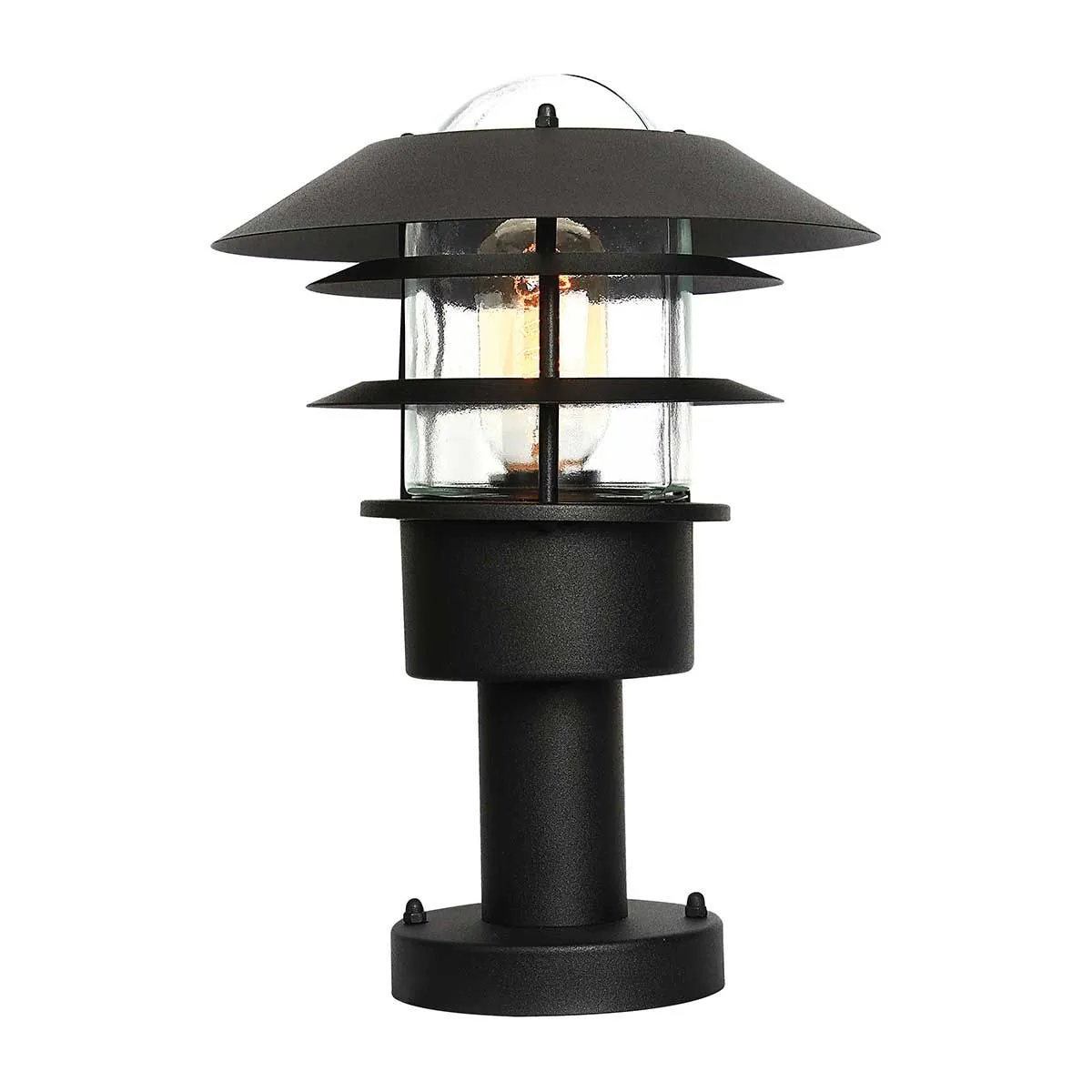 Helsingor 1 Light Pedestal Lantern | Black