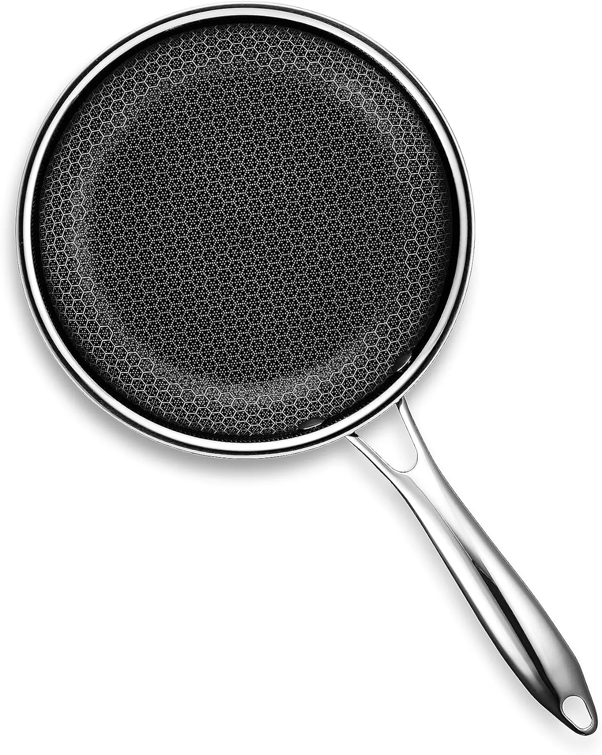 HexClad Hybrid Nonstick 8-Inch Frying Pan with Tempered Glass Lid, Stay-Cool Handle, Dishwasher-Friendly, Oven-Safe Up to 900°F, Induction-Ready, Compatible with All Cooktops