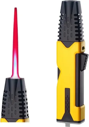 High-Power Gas-Filled Jet Lighter, Safety Lock, Adjustable Flame, 360-degree Ignition, Portable Lighter for Camping and Outdoor Parties (Butane not Included)(Yellow)