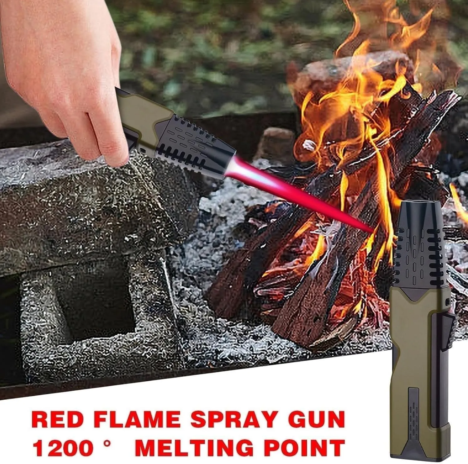 High-Power Gas-Filled Jet Lighter, Safety Lock, Adjustable Flame, 360-degree Ignition, Portable Lighter for Camping and Outdoor Parties (Butane not Included)(Yellow)