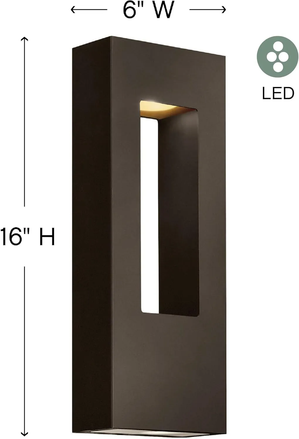 Hinkley Atlantis 1648BZ-LED Medium LED Wall Mount Lantern - Aluminum, Dark Sky Compliant, Integrated LED, 120v, Dimmable - Bronze