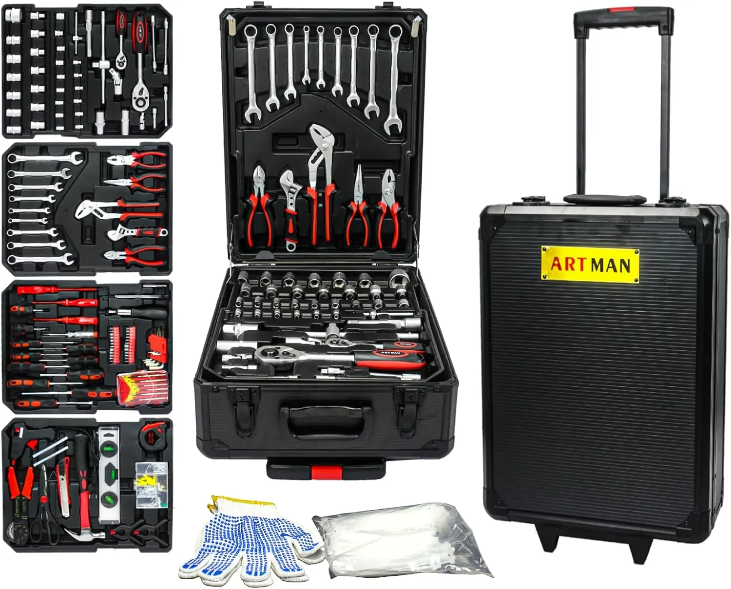 Home Tool Set Kit -899 PCS Home Auto Repair Tool Kit with Rolling Tool Box, Complete Hand Tool Set, Perfect for Homeowner, Diyer, Handyman