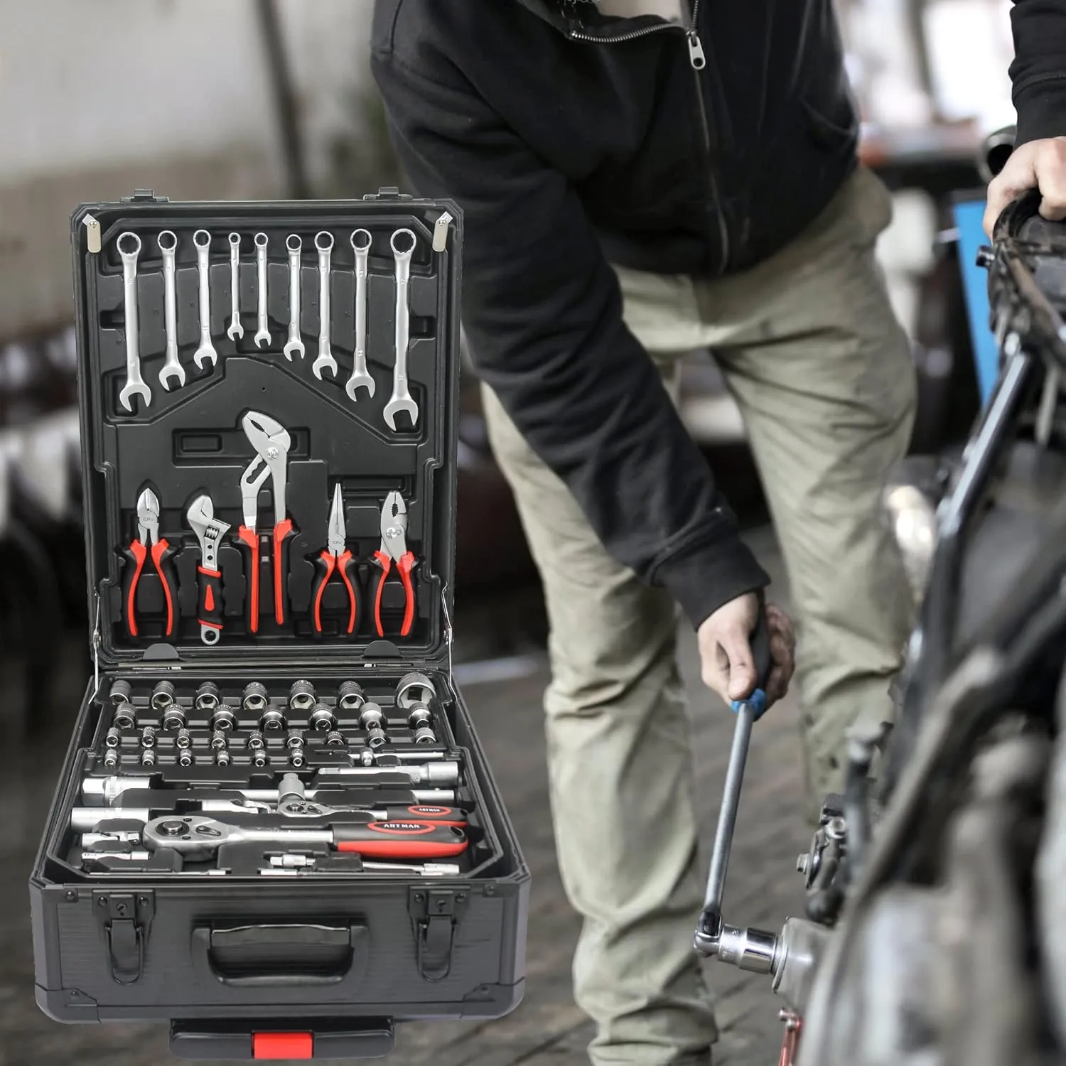 Home Tool Set Kit -899 PCS Home Auto Repair Tool Kit with Rolling Tool Box, Complete Hand Tool Set, Perfect for Homeowner, Diyer, Handyman