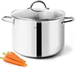 HOMICHEF Nickel Free Stainless Steel Stock Pot - 6 Quart with Lid and Handle - Ideal for Soup, Sauce, and Induction Cooking