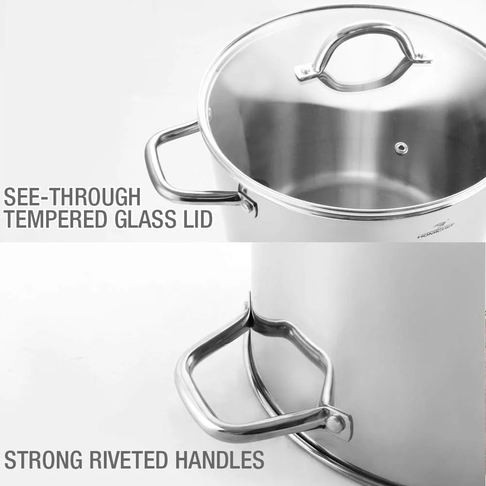 HOMICHEF Small Stock Pot 4 Quart Nickel Free Stainless Steel - 4 Qt Stockpot With Lid - Induction Pot
