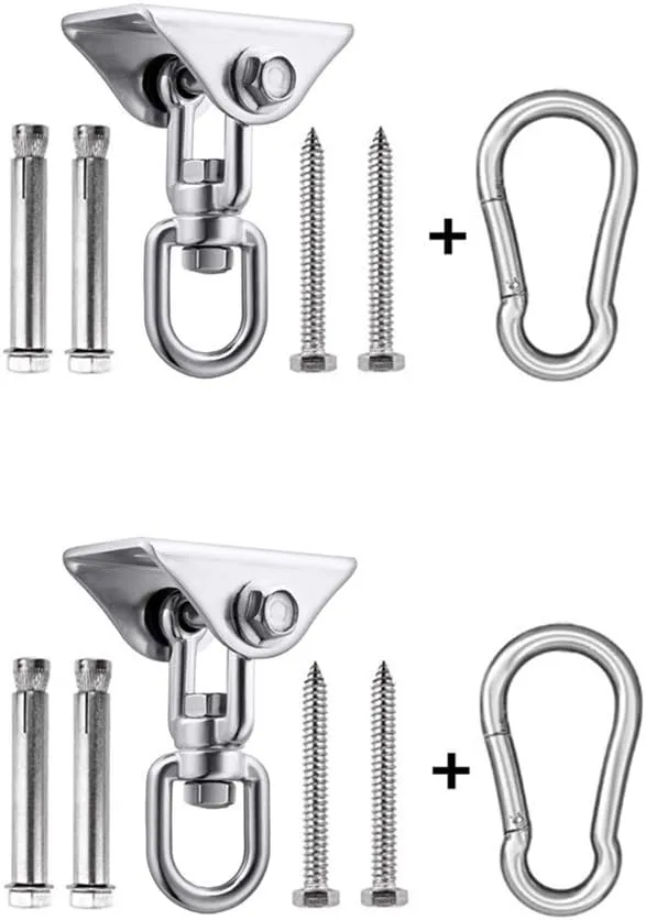 HOMPER Hammock Hanging Kit 2PCS, 1000 lb Capacity Heavy Duty 360° Rotate Swing Hooks forChair, Yoga, Outdoor Patio Porch