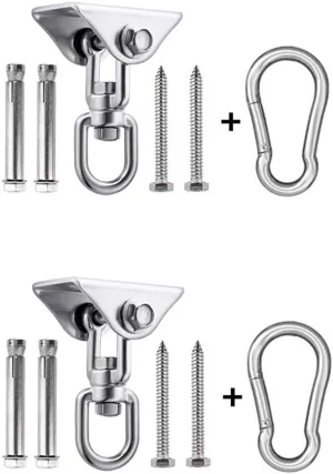 HOMPER Hammock Hanging Kit 2PCS, 1000 lb Capacity Heavy Duty 360° Rotate Swing Hooks forChair, Yoga, Outdoor Patio Porch