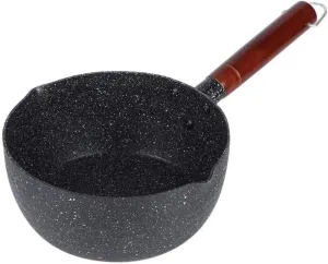 Household Kitchen Aluminum Non-Stick Stone Pot Soup Pot Milk Pan with Wooden Handle, for Frying, Roasting, Stewing, Frying or Grilling.-20cm