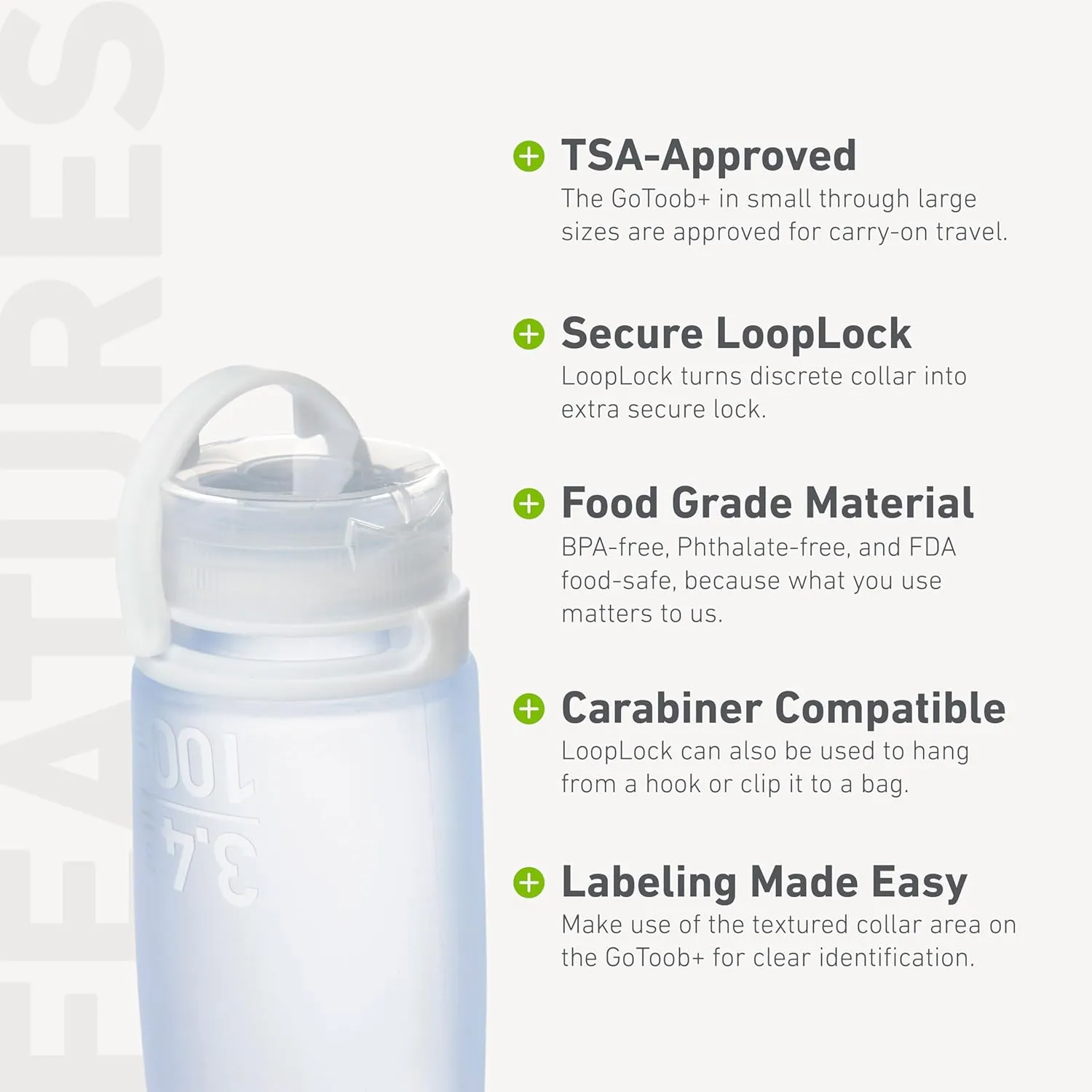 humangear GoToob  3-Pack (Small) | Refillable Silicone Travel Bottle | Locking Lid | Food-Safe Material, Clear/Red/Orange, Small (1.7 fl.oz; 53ml)