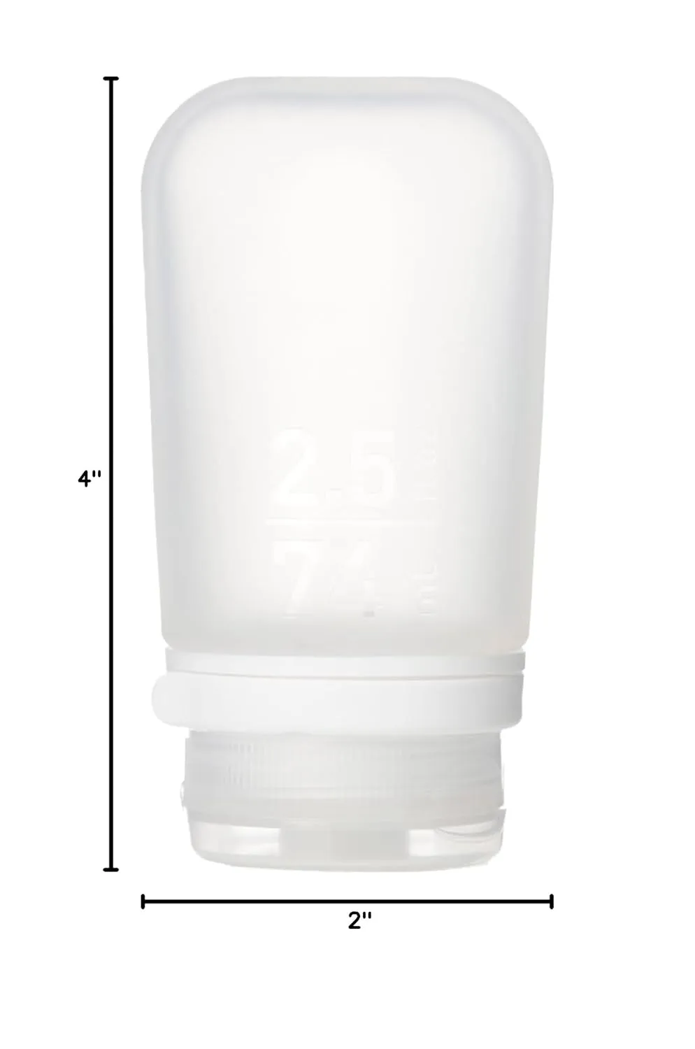 humangear GoToob  (Medium) | Refillable Silicone Travel Bottle | Locking Lid | Food-Safe Material | Clear, Medium (2.5 fl.oz.; 74ml)