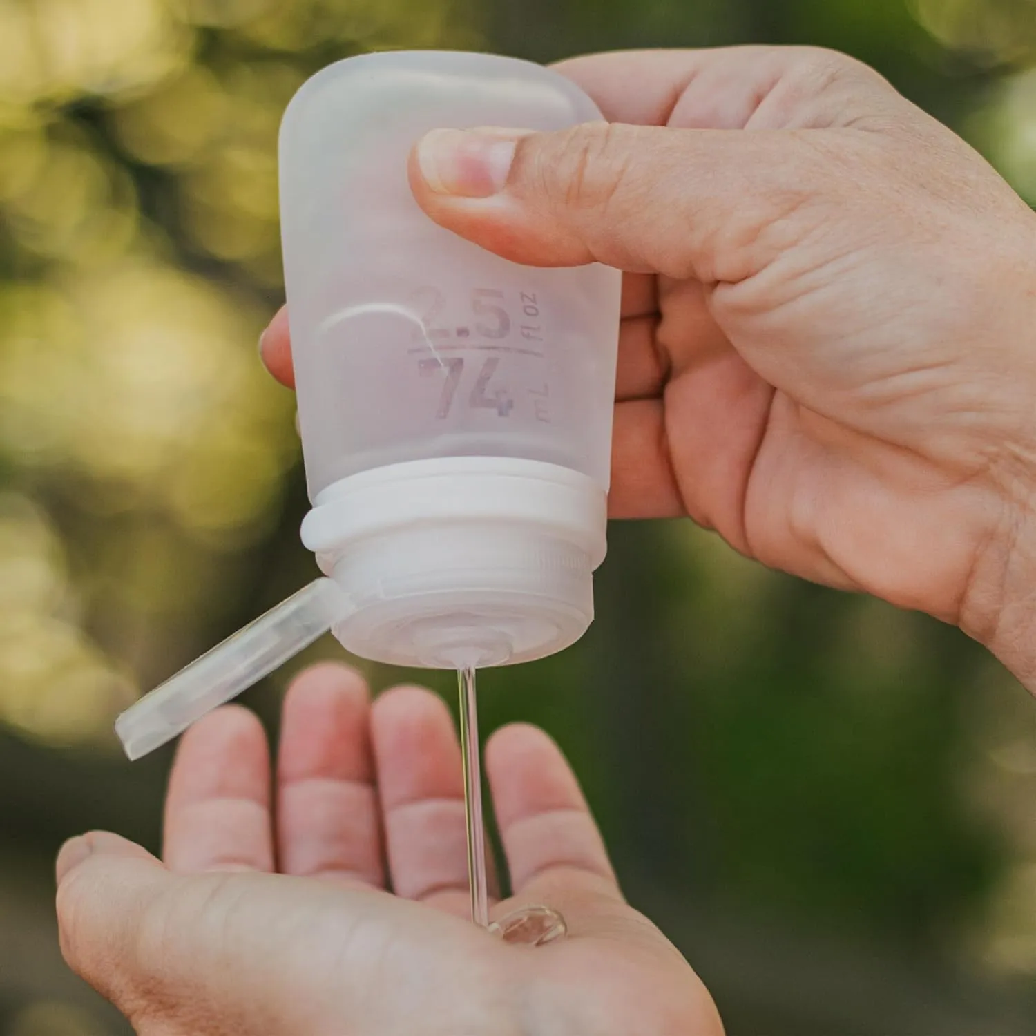 humangear GoToob  (Medium) | Refillable Silicone Travel Bottle | Locking Lid | Food-Safe Material | Clear, Medium (2.5 fl.oz.; 74ml)