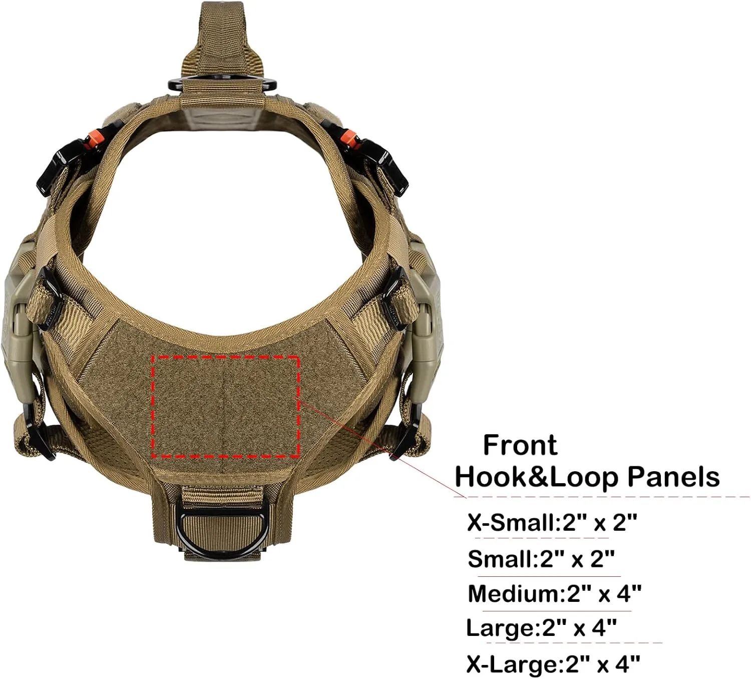 ICEFANG GN3 Tactical Dog Harness with 6X Buckle,Dog Molle Vest with Handle,3/4 Body Coverage,Hook and Loop Panel for ID Patch,No Pulling Front Clip (M (25"-31" Girth), Coyote Brown)