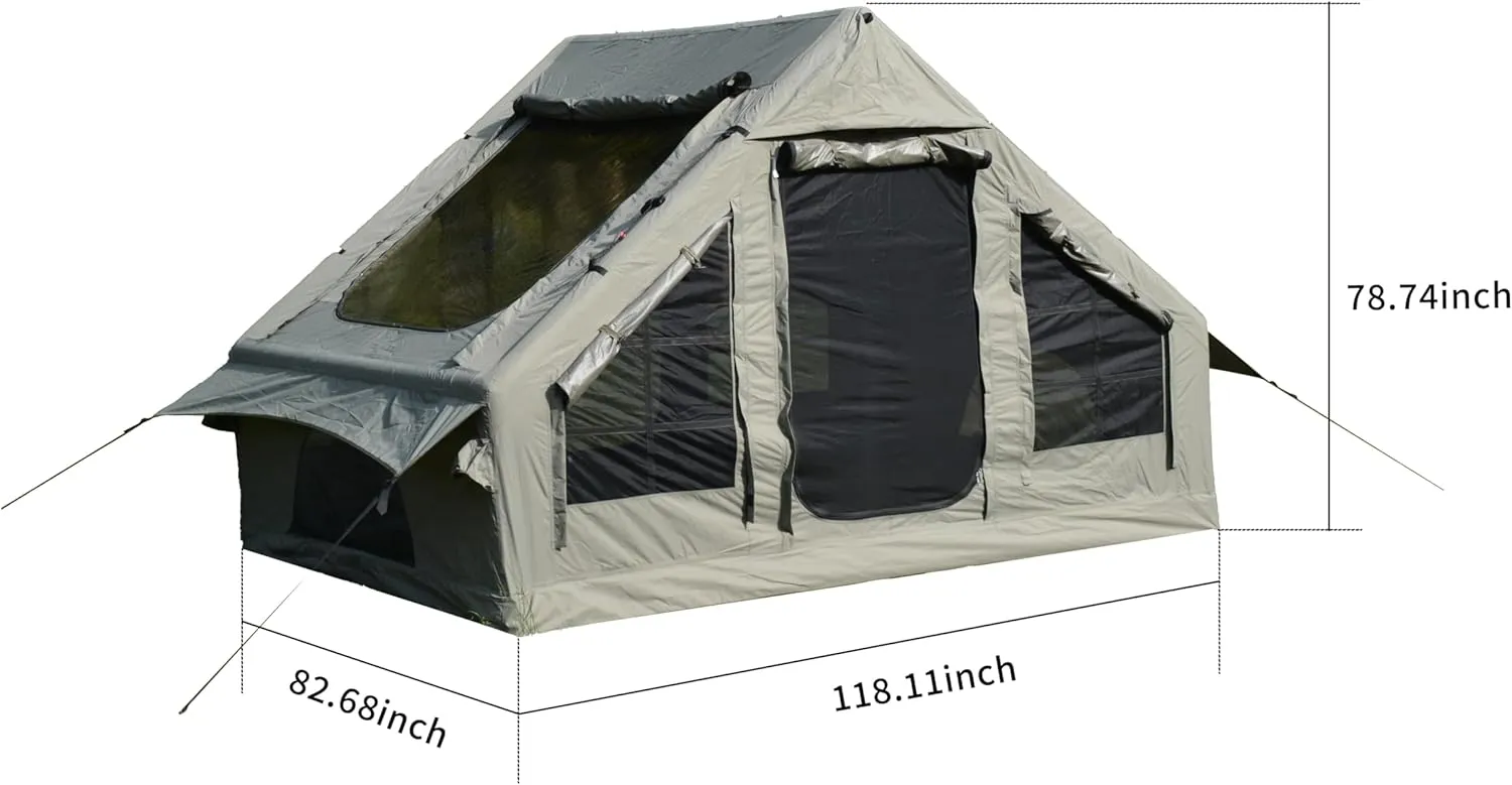 Inflatable Camping Tent Easy Setup 4 Season Camping Tent with Inflatable Structure 4-6 Persons Outdoor Self-Supporting Blow up Tent Air Tent Portable House