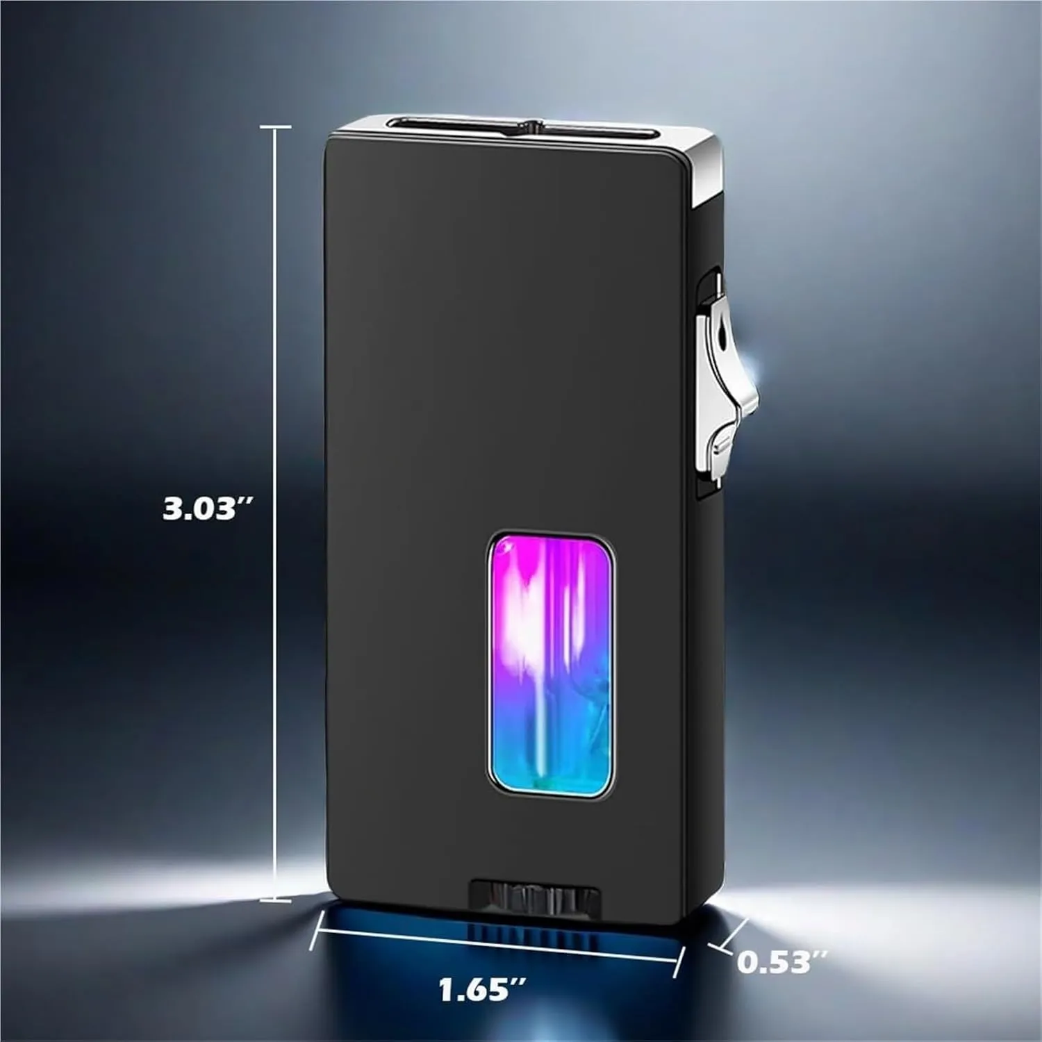 Intelligent Gravity Sensing Butane Lighter, Extra Wide Soft Flame, Visible Transparent air Window, with Safety Lock, Suitable for Candle Camping (Butane not Included)(Black)