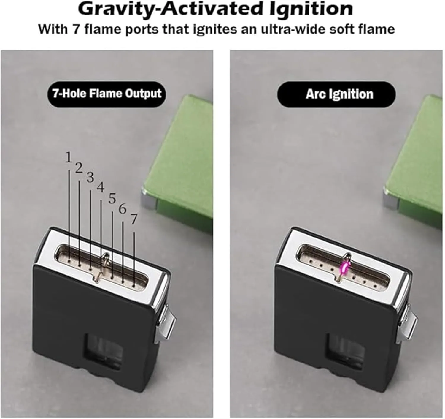 Intelligent Gravity Sensing Butane Lighter, Extra Wide Soft Flame, Visible Transparent air Window, with Safety Lock, Suitable for Candle Camping (Butane not Included)(Black)