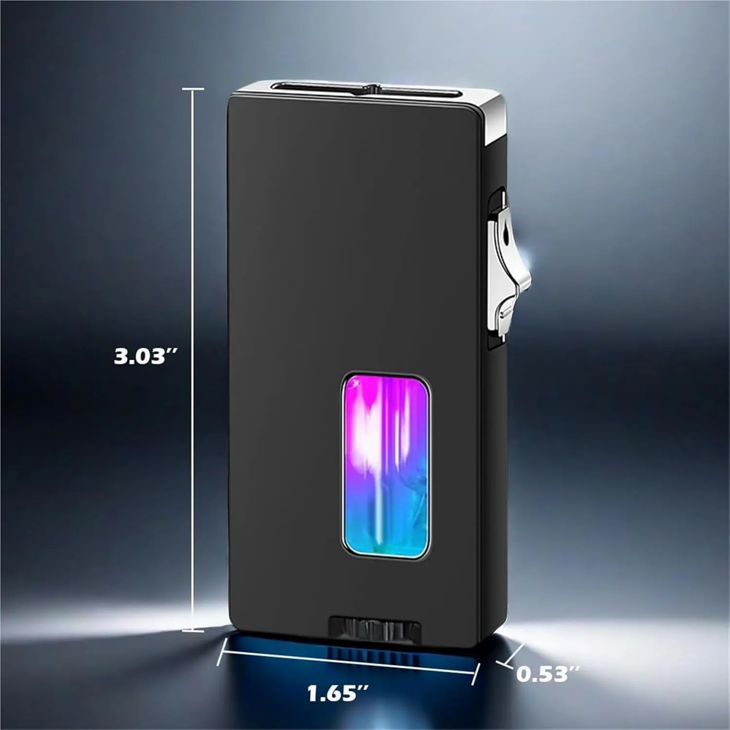 Intelligent Gravity Sensing Butane Lighter, Extra Wide Soft Flame, Visible Transparent air Window, with Safety Lock, Suitable for Candle Camping (Butane not Included)(Black)