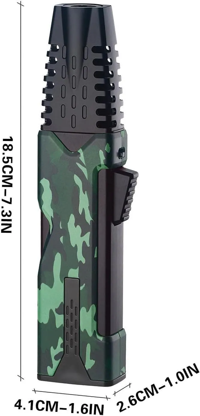 Inverted Fire Reverse Jet Portable Lighter, Windproof Direct Fire Butane Torch Lighter with Lockable Flame, Metal Rechargeable Lighter for Kitchen Outdoor Camping (Black)(Gray)