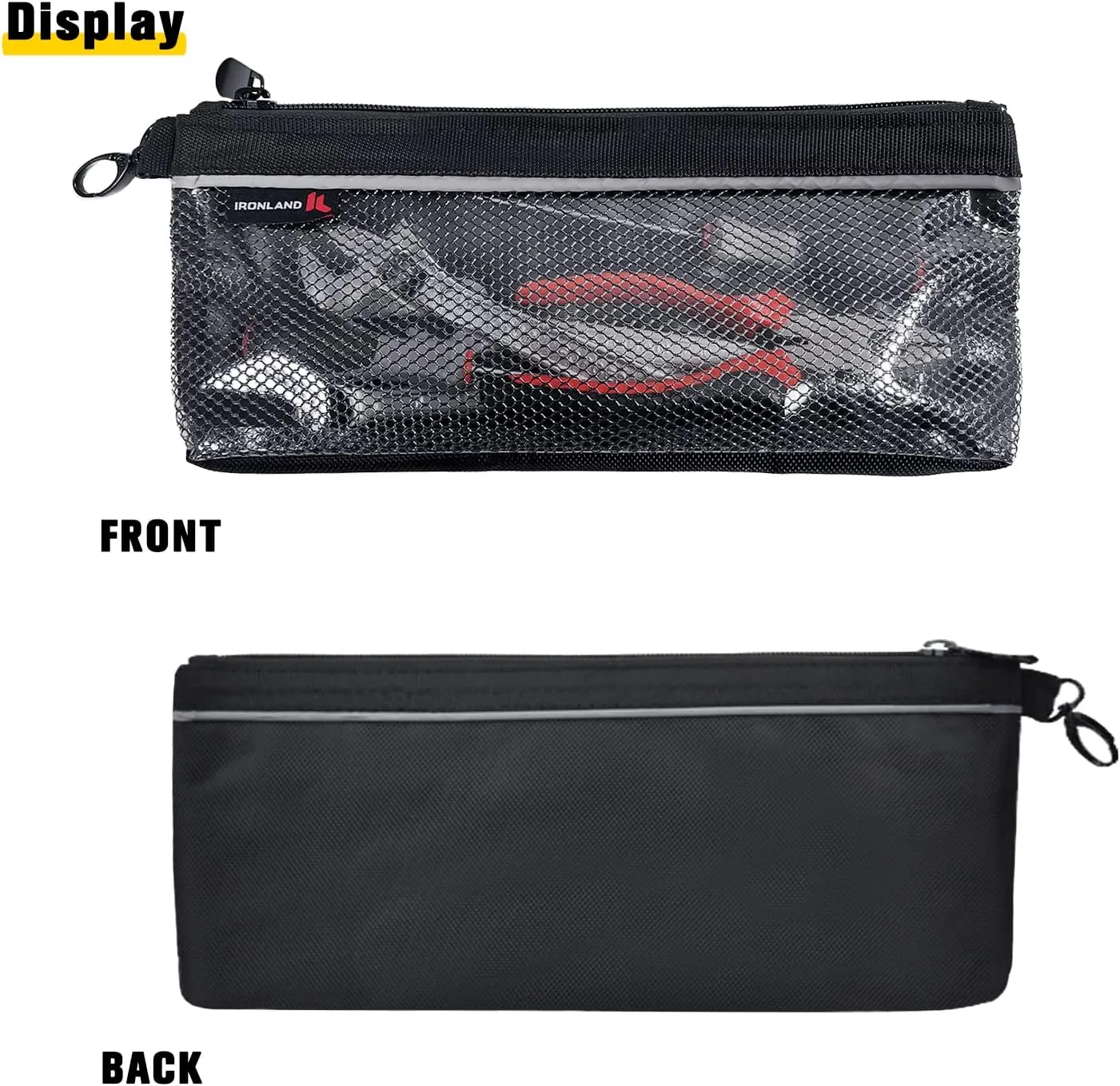 IRONLAND Zipper Pouches, Small Tools Bag, Waterproof Mesh Pouches, Tool Zipper Pouch, Travel Pouch, Clear Cosmetic Bag Case 4 Pack