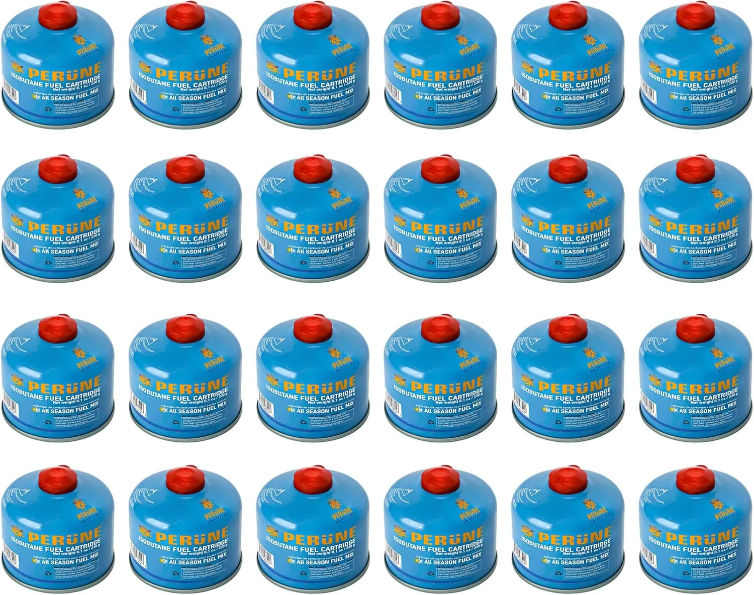 Iso-Butane Camping Fuel Gas Canister All Season Mix - 230gram (24 Pack)