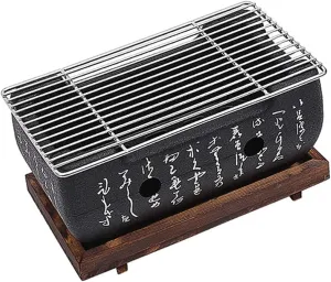 Japanese Style BBQ Grill, Mini Portable Barbecue Stove Japanese Food Charcoal Stove with Wire Mesh Grill and Base, for Yakiniku, Robata, Yakitori, Takoyaki and BBQ
