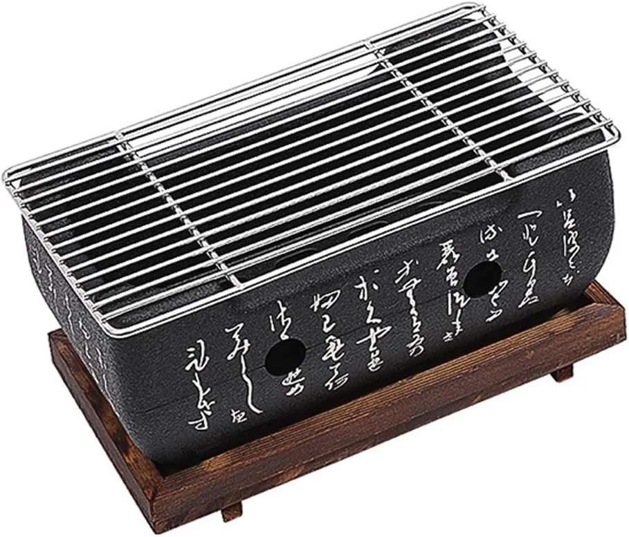 Japanese Style BBQ Grill, Mini Portable Barbecue Stove Japanese Food Charcoal Stove with Wire Mesh Grill and Base, for Yakiniku, Robata, Yakitori, Takoyaki and BBQ