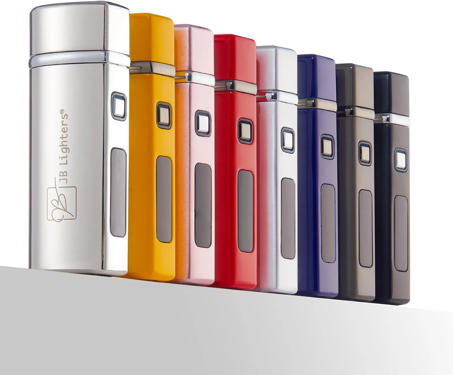 JB Lighter Blue Satin 3-Flame Butane Torch Lighter- Wind Resistant Adjustable Jet Flame Lighters - Refillable Gas One Touch Lighter - Electric Firing Backlit Butane Window