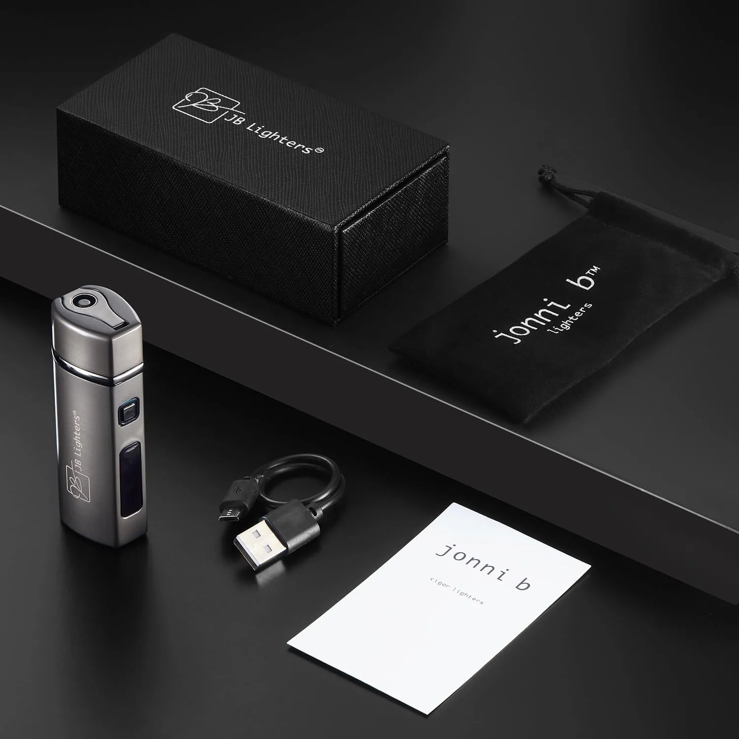 JB Lighter Blue Satin 3-Flame Butane Torch Lighter- Wind Resistant Adjustable Jet Flame Lighters - Refillable Gas One Touch Lighter - Electric Firing Backlit Butane Window