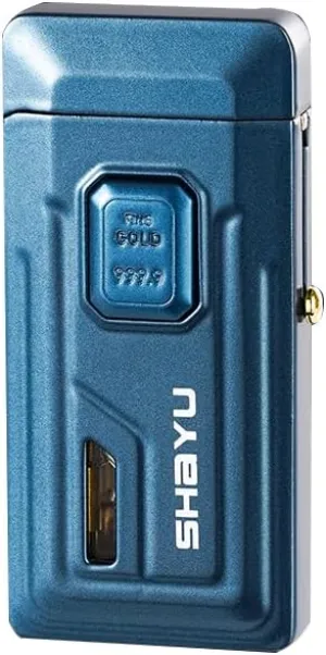 Jet Torch Lighter Soft Flam Lighter 2 in 1 Windproof Refillable Butane Lighter Good for Cigarette Cigar Candle Camping Hiking (Blue)