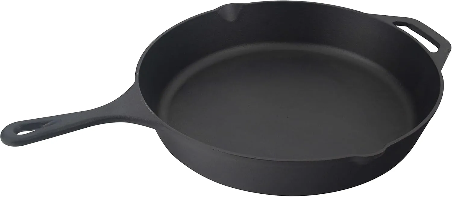 Jim Beam 10.25 Inch Pre Seasoned Cast Iron Round Skillet With Handle, Black