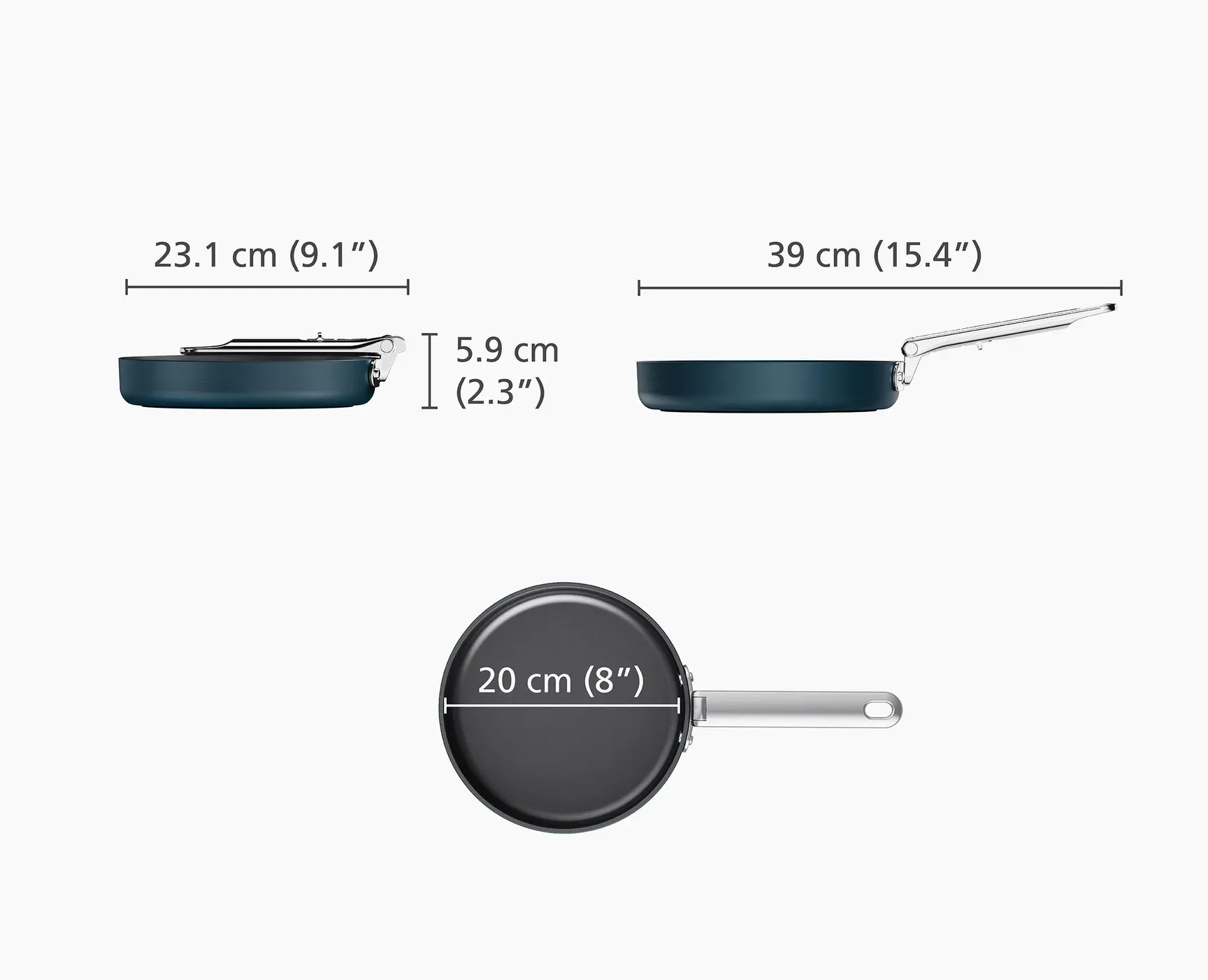 Joseph Joseph Space Folding Handle Ceramic Non-stick Blue Frying Pan
