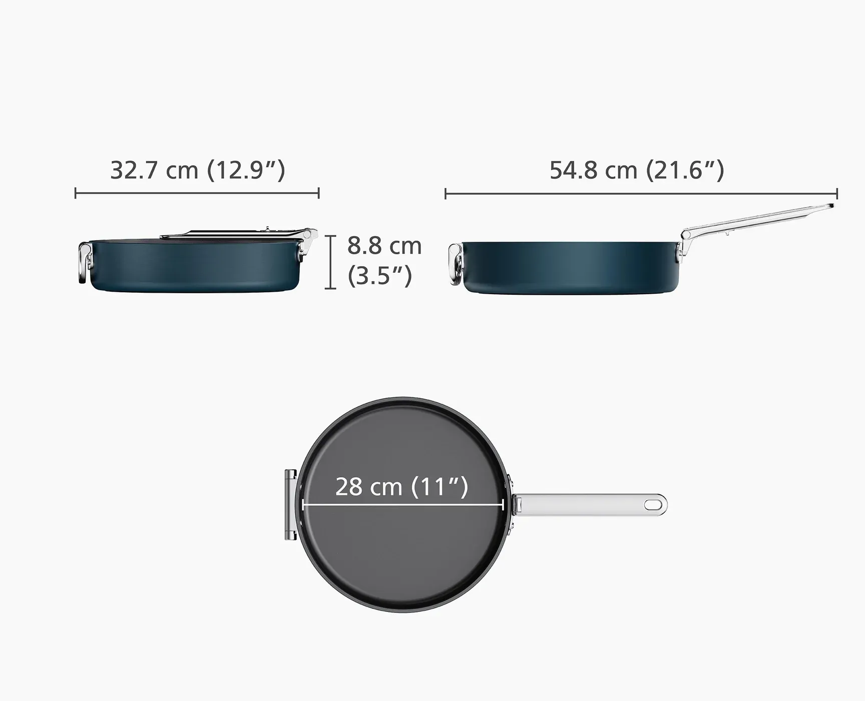 Joseph Joseph Space Folding Handle Ceramic Non-stick Blue Frying Pan