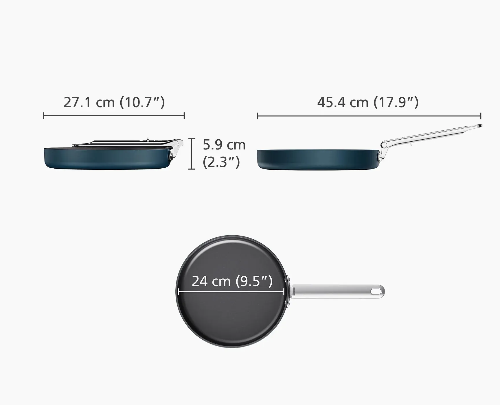 Joseph Joseph Space Folding Handle Ceramic Non-stick Blue Frying Pan