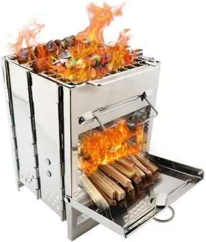 JSEIAJB Wood Burning Stove Mini Bbq Grill with Carry Bag for Backpacking Hiking Camping Cooking Tools