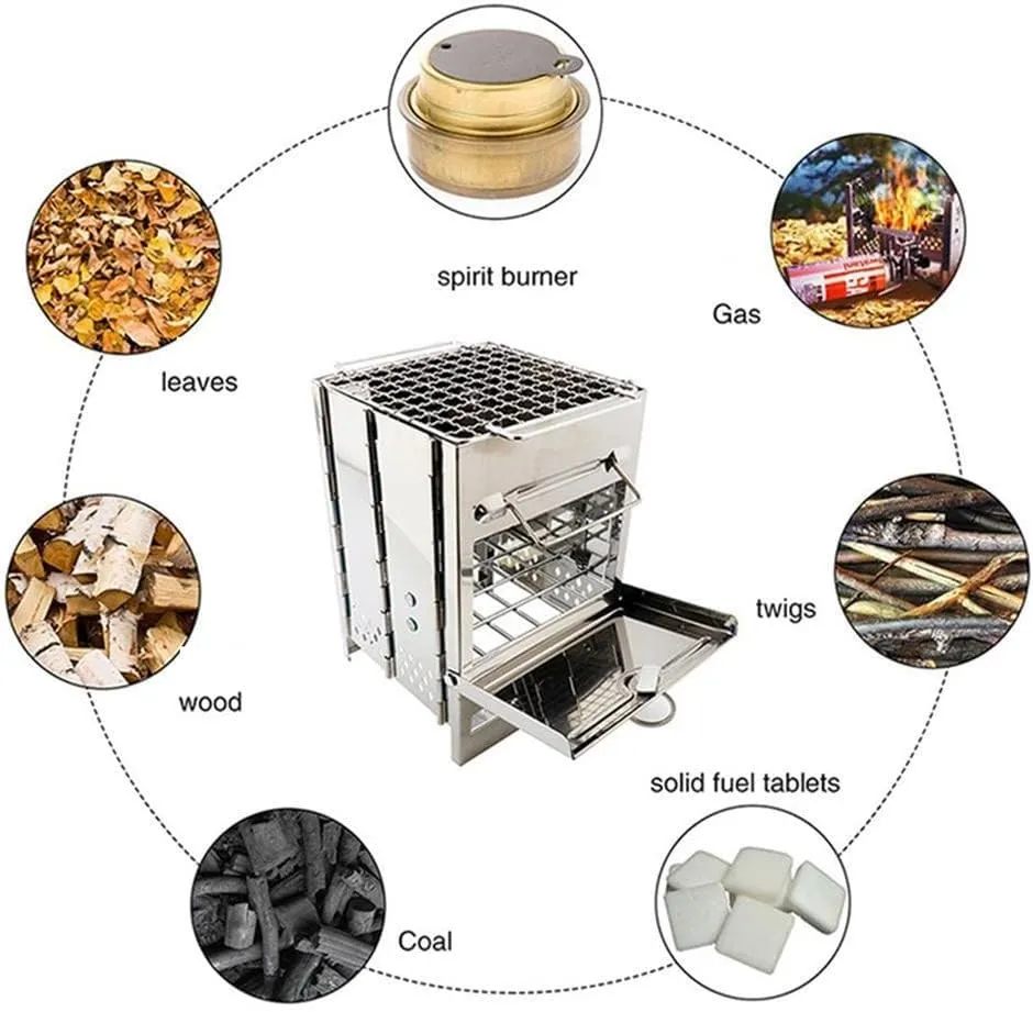 JSEIAJB Wood Burning Stove Mini Bbq Grill with Carry Bag for Backpacking Hiking Camping Cooking Tools